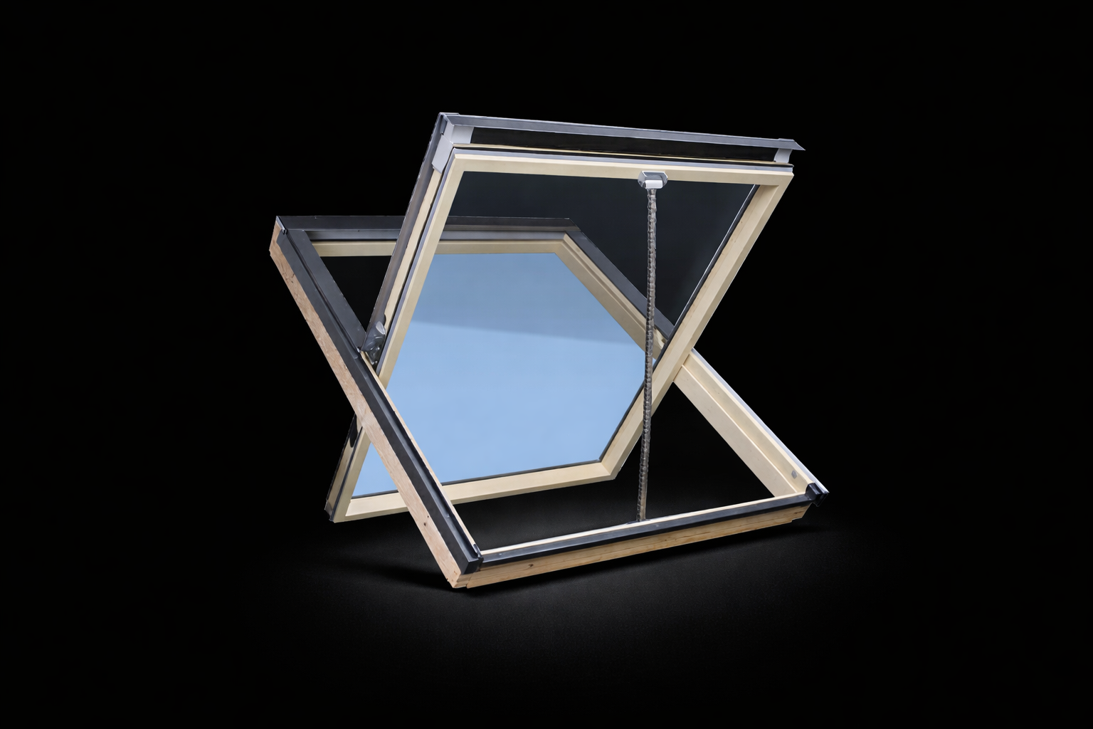 Ventec Centro centre-pivot AOV roof window for smoke ventilation